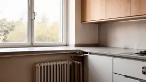 Zabudowa grzejnika w kuchni pod oknem