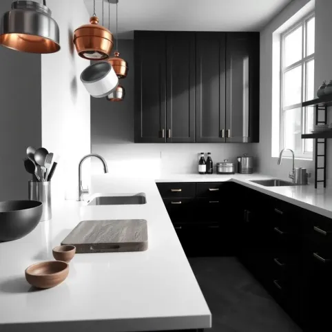 czarnobiała kuchnia jakie dodatki