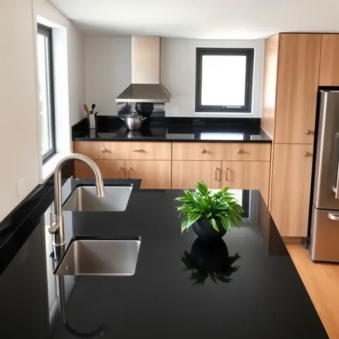 Kuchnia z czarnym blatem  inspiracje